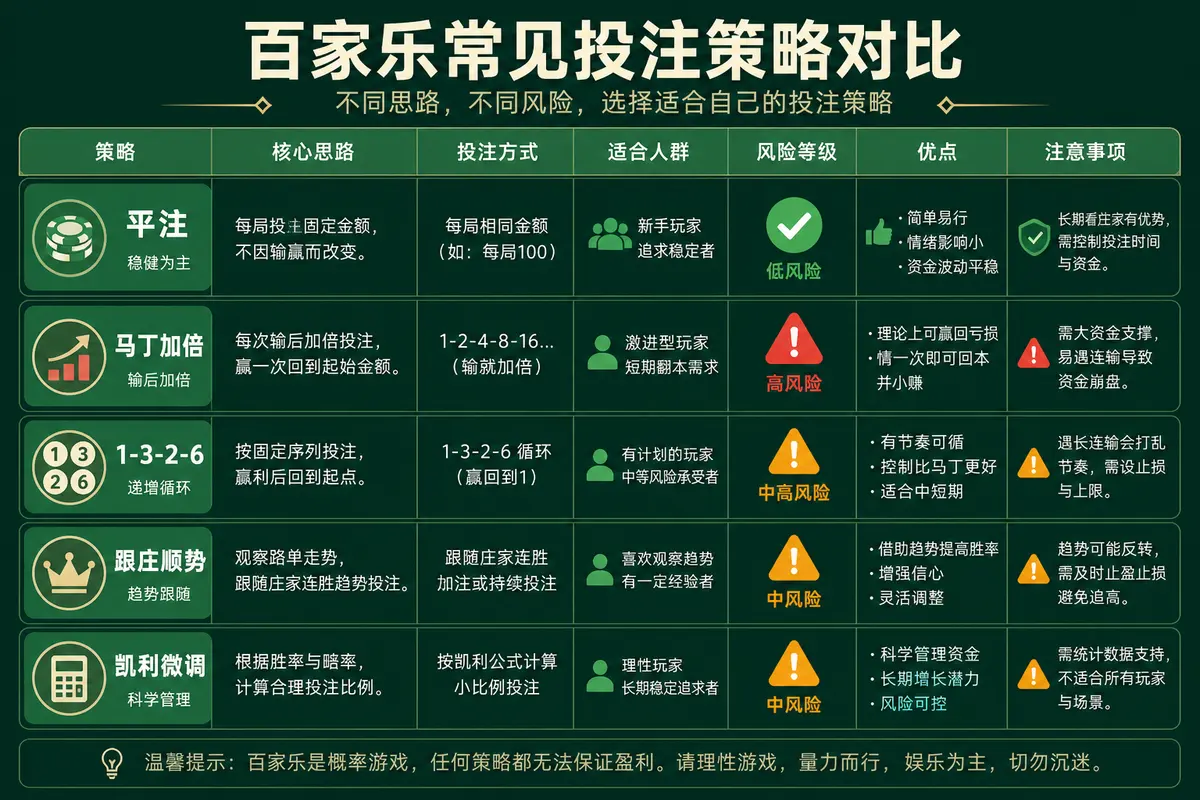 尊龙凯时 百家乐常见投注策略对比
