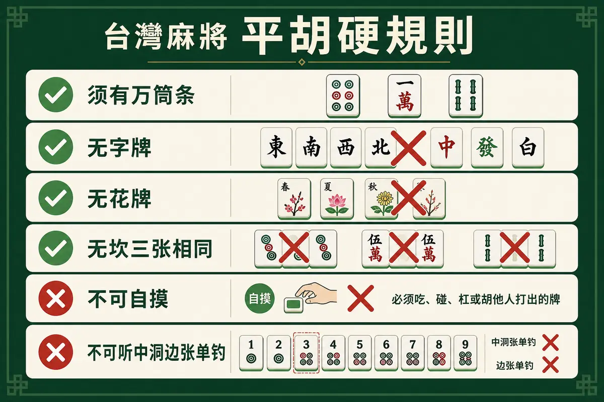 尊龙凯时 台湾麻将平胡硬性条件清单